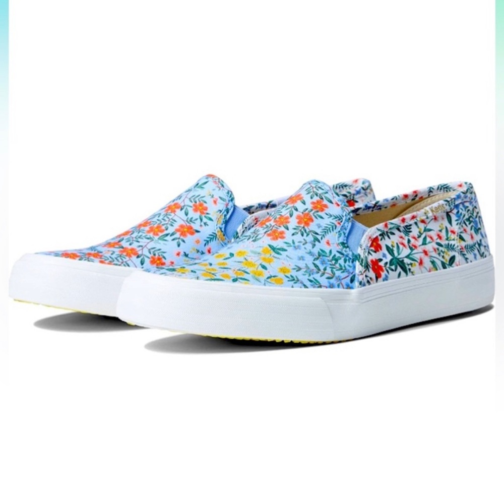 Keds x Rifle Paper Floral Double Decker Sneaker in Blue/White